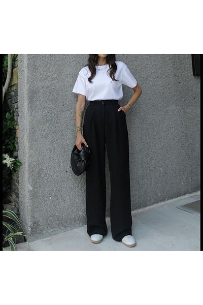 Saba Linen Black Palazzo Trousers