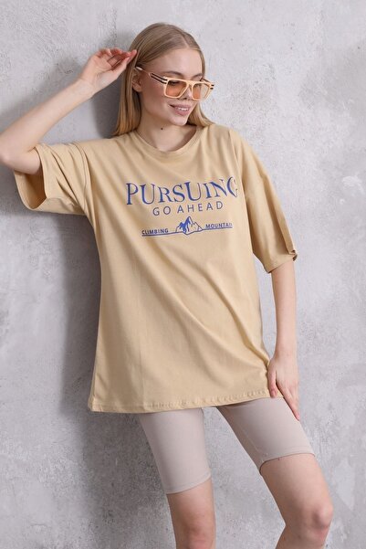 Mad&Calf Γυναικείο μπλουζάκι Pursing Go Ahead με στάμπα Oversize