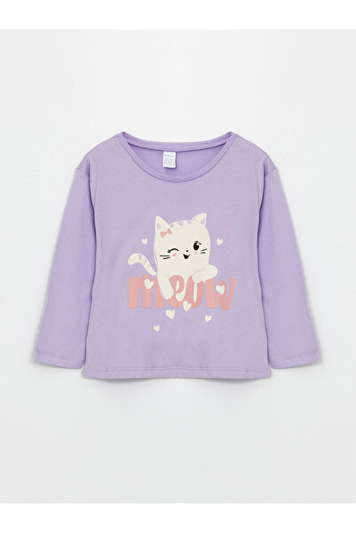 LC Waikiki Dívčí tričko s dlouhým rukávem s potiskem - Crew Neck