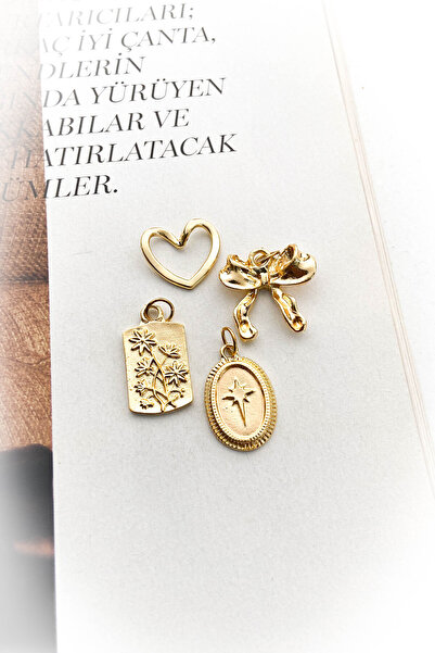 roshel Altın Kaplama 4'lü Kolye Ucu Set