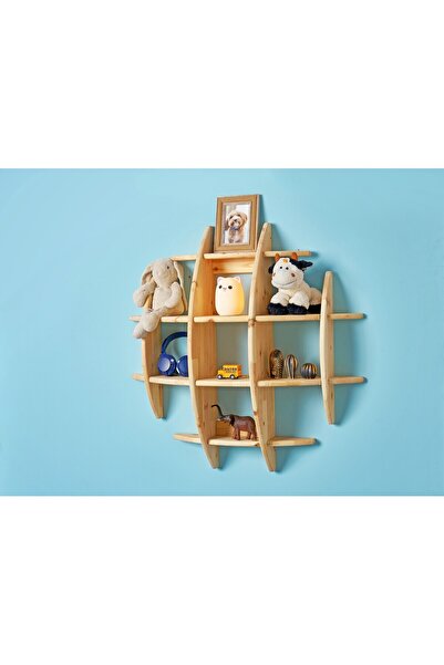 Nebiyan Küre Duvar Rafı ve Kitaplık - Doğal Ahşap Demonte Tasarımıyla