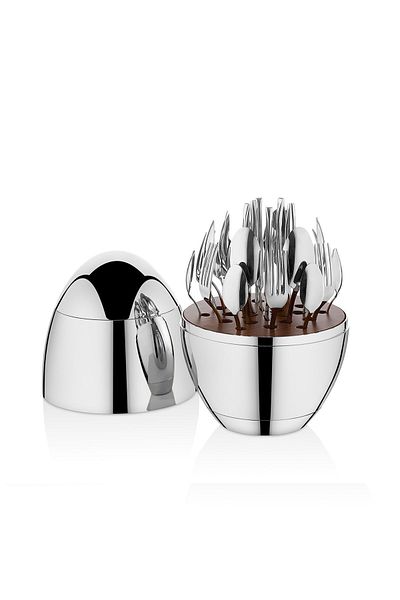 Fecra 24 Piece Fork Spoon Knife Set with Silver Egg Stand