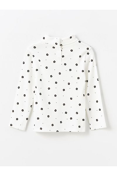 LC Waikiki Long Sleeve Floral Patterned Baby Girl T-Shirt - Crew Neck