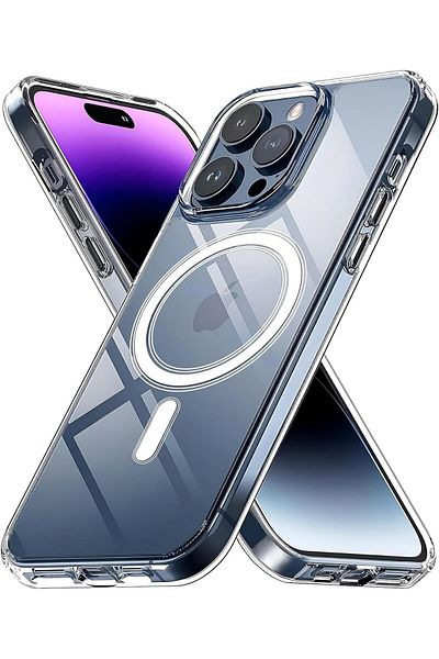 EVAX (MAGSAFE CASE) حافظة Magsafe اللاسلكية المتوافقة مع هاتف Iphone 12 Pro Max من السيليكون الشفاف الممتص للصدمات