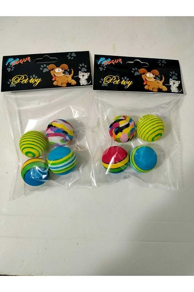 KaramelStore Karamel Store 4-Piece Sponge Cat Dog Chewing Play Ball 4 Cm Teething Toy