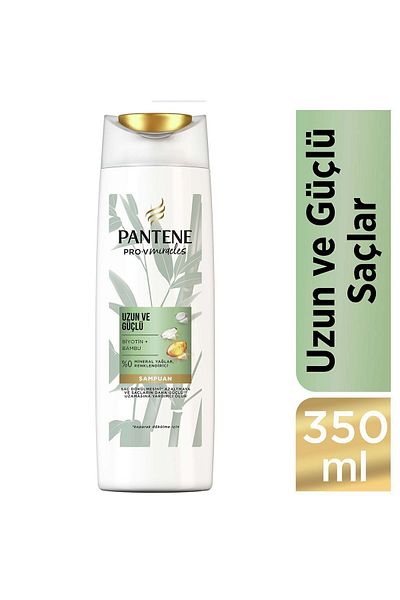 Pantene Long and Strong Hair Shampoo with Bamboo and Biotin - 350 ml