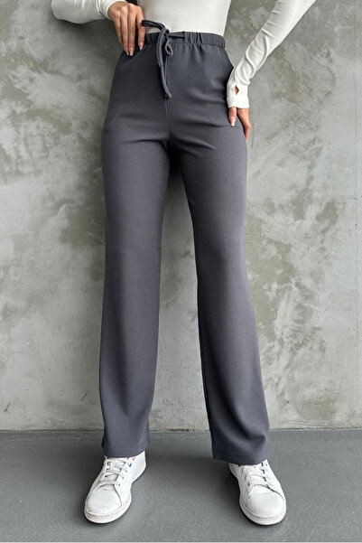 macharel jeans High Waist Pocket Women's Straight Fit Fabric Trousers