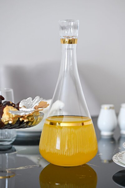 P H Panayır Home Gold Gold Gilded Pitcher Bottle Soft Drink Water Cup Set 7 Pieces Luxury Dowry