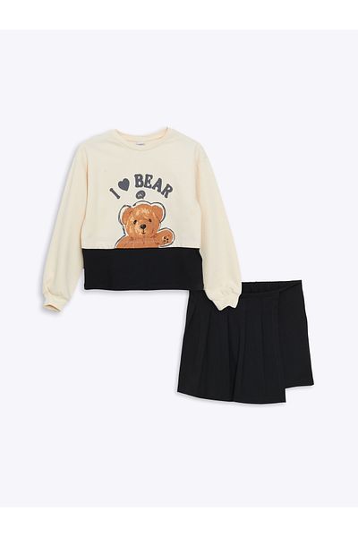 LC Waikiki Girl's Crew Neck Sweatshirt, Shorts and Skirt Daymark