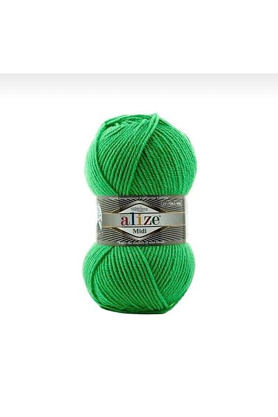 Alize 455 Green Superlana Midi Hand Knitted - 5 Lanyards