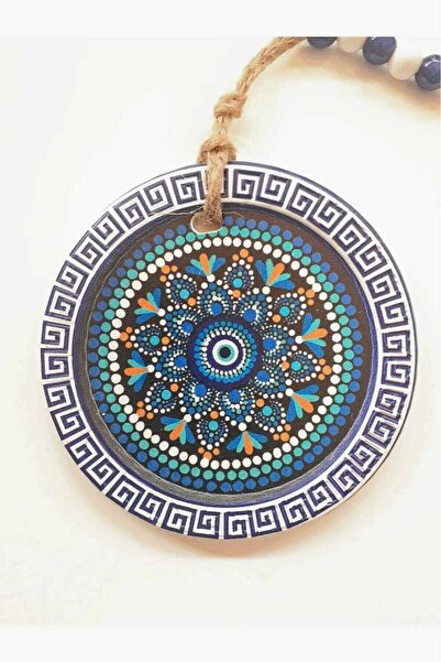 AKIN AKSESUAR HEDİYELİK Yuvarlak Nazar Figürlü Nazar Boncuklu Jüt İpli Teras ...