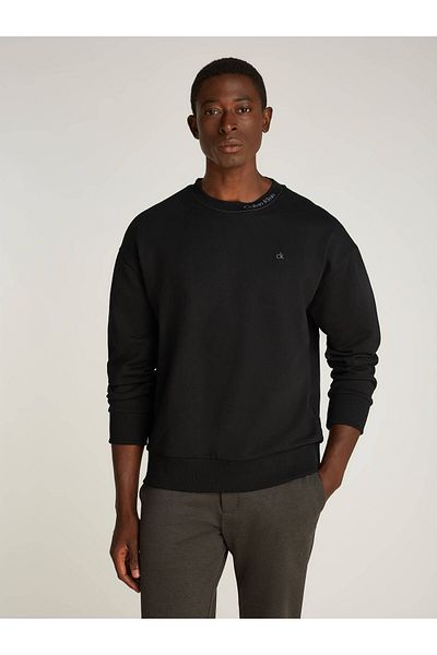 Calvin Klein Men's Black Sweatshirt - Regular Fit, Long Sleeve, Logo Detailed K10K 114092 -Beh