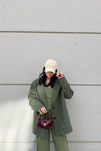 Seda Yalçın Atelier Khaki Stamped Blazer - Striped Design Jacket