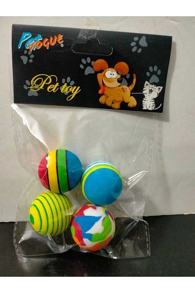 KaramelStore Karamel Store 4-Piece Sponge Cat Dog Chewing Play Ball 4 Cm Teething Toy