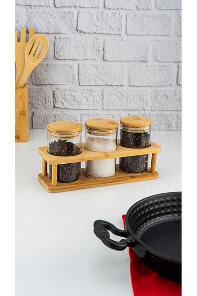 Bambum Andra 4 Piece Large Spice Rack Set - with Stand
