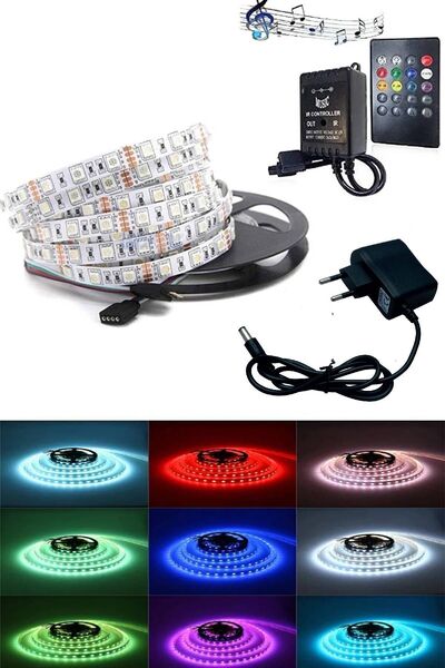 Sanctum Müzik Ve Sese Duyarlı 3 Çipli Rgb Şerit Led Tak Çalıştır Animasyonlu 5 Metre