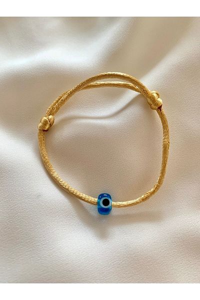 Atelier Çağla Glass Cube Square Evil Eye Beaded Rope Bracelet