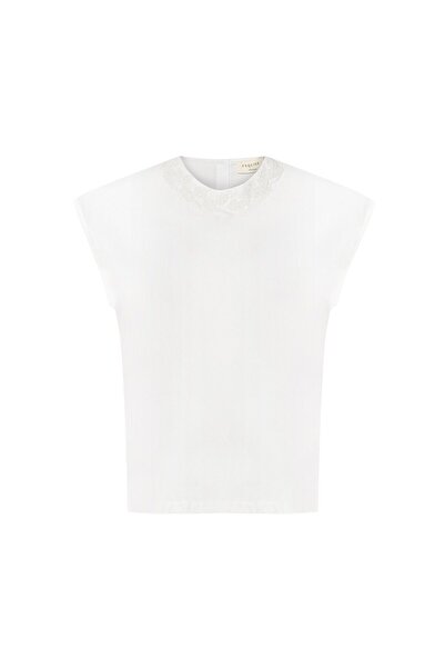 Ltb Bisiklet Yaka Beyaz T-shırt