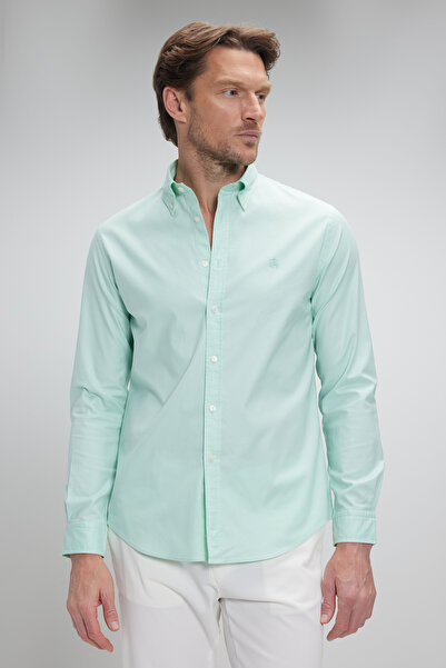 BROOKS BROTHERS Erkek Mint %100 Pamuk Düğmeli Yaka Slim Fit Oxford Gömlek