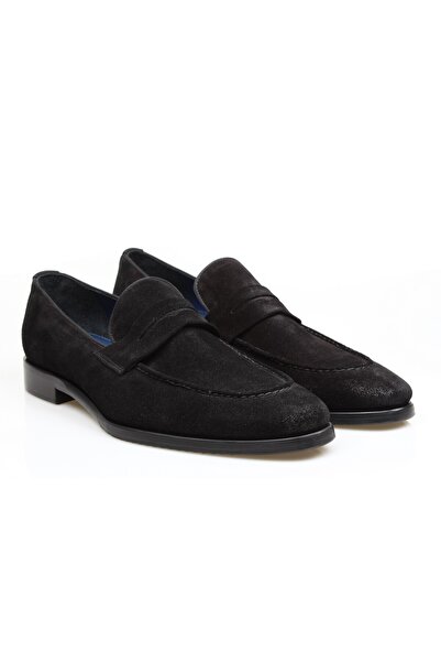 Butik Black Color Laceless Genuine Leather Men's Shoes