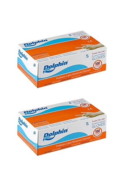 Dolphin قفازات لاتكس بيضاء خالية من البودرة 100 علبة 2 قطعة