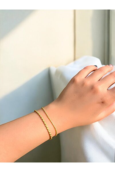 Vigens Mulier 925 Ayar Italyan Mini Arpa Boncuklu Gold Bileklik Bead