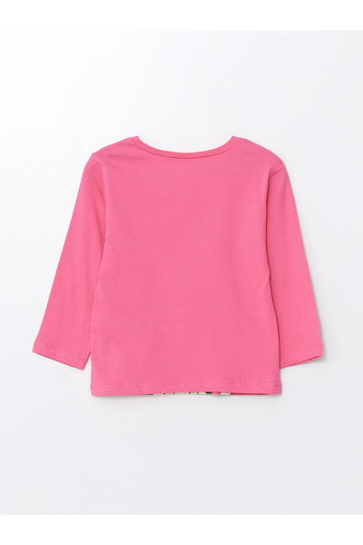 LC Waikiki Dívčí tričko s dlouhým rukávem a potiskem s výstřihem