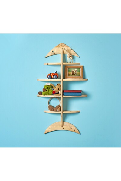 Nebiyan Balık Kılçığı Kitaplık / Raf - Çocuk Odası, Kafe ve Restoranlar İçin....