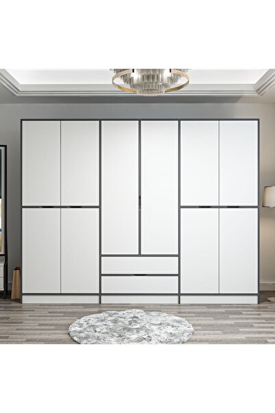Minar Elina 6 Kapaklı Dolap - Antrasit/Beyaz