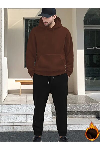 EYAX MODA Σετ ανδρικής φόρμας - Φούτερ με κουκούλα και πάτο Jogger