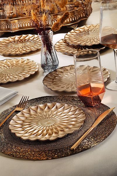 Fecra Elanor Gold 21 Cm Set of 6 Cake Plates