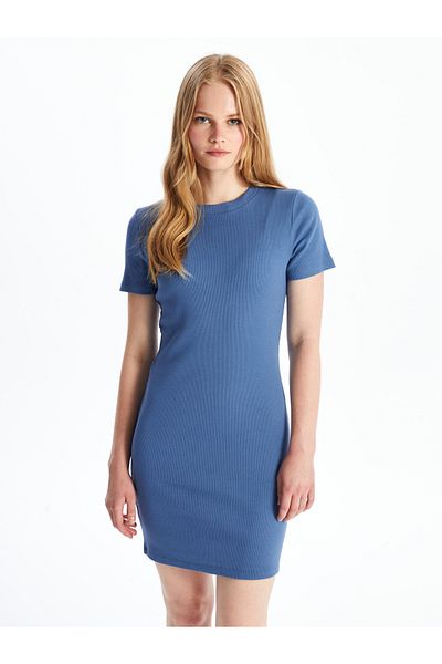 LC Waikiki Rochie de damă - decolteu, croială solidă, mânecă scurtă