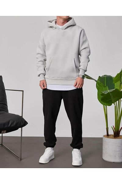 FUNSTYLE Μαύρο ανδρικό αθλητικό παντελόνι Plus Size - Casual Cut, Λαστιχένια πόδια, Καλοκαίρι με 2 κλωστές