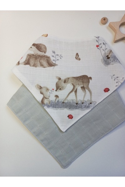 sbbaby طقم مريلة أطفال من الموسلين مكون من قطعتين (طبقة مزدوجة مع أزرار كبس م...