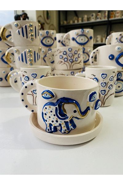 Banuart Elephant Handmade Ceramic Mug Gift Coffee Cup