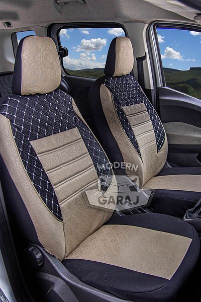 Modern Garaj Front-Back Full Set Embossed Car Seat Cover Set Compatible with All Vehicles