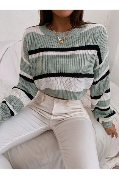Dier Moda Pulover de damă Dier Moda cu dungi groase din tricot Thessaloniki