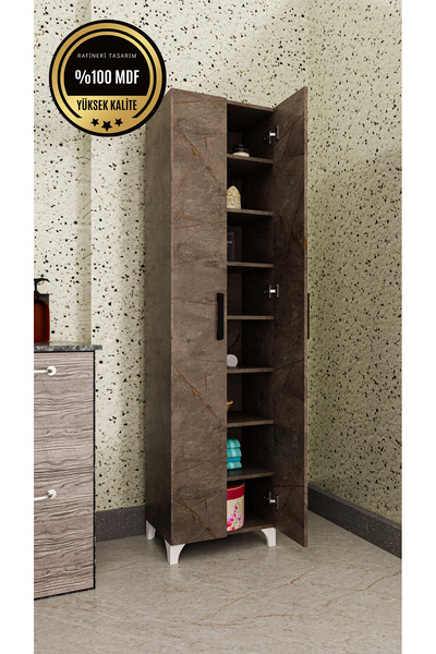 rafineritasarım Long 2 Kapaklı Raflı Çok Amaçlı Dolap Banyo Balkon Kiler Mdf