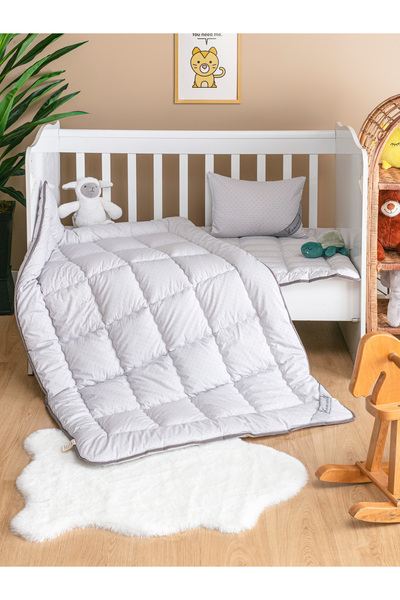 homewell %100 Saf Bambu Hipoalerjenik 0-6 Yaş Bebek Çocuk Yorgan Gri