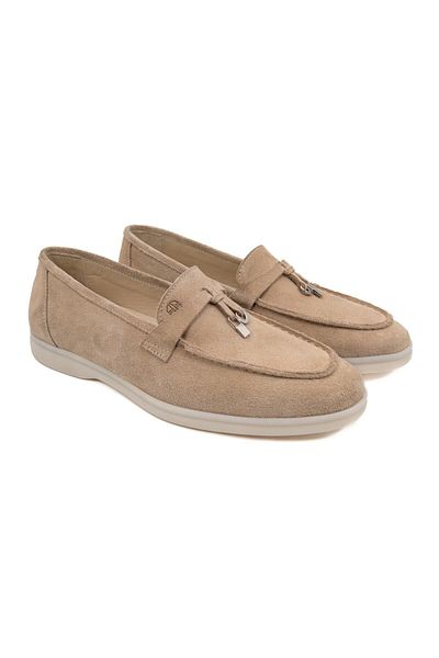 TEZCAN KUNDURA Meya Women's Buckle Powder Genuine Suede Leather Loafer Women's Shoes