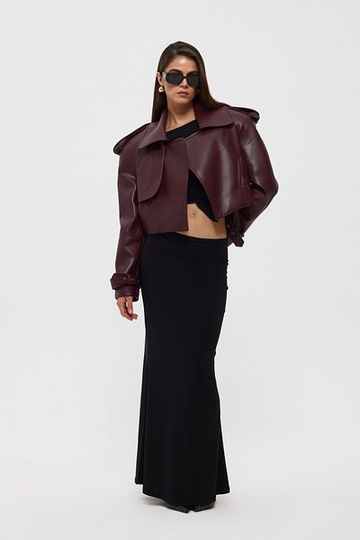 Seda Yalçın Atelier Burgundy Design Short Leather Jacket