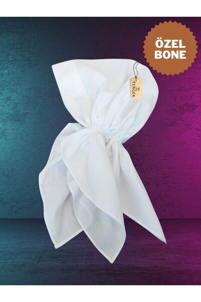 Tergek Lastikli Bandana Beyaz Kadın Pratik Günlük Spor Ev Aşçı Doktor Hemşire...