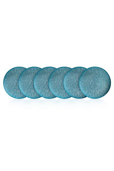 Fecra Rita Set of 6 Cake Plates Blue 21 Cm
