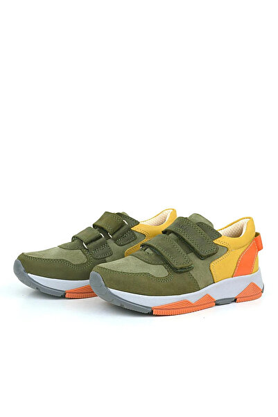 Rıdvan Çelik Genuine Leather - Khaki Orange Yellow Kids Sneakers