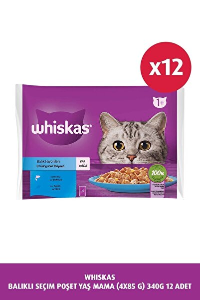 Whiskas Balık Çeşitli Kedi Maması 4'lü 340 gr 12x