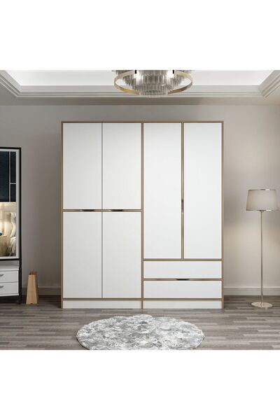 Minar Elina 4 Kapaklı Dolap-dore-beyaz