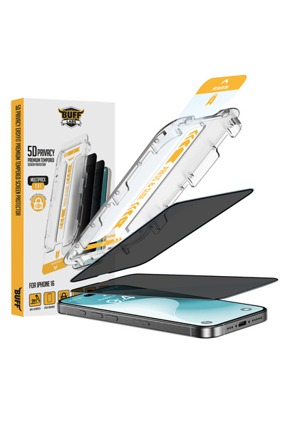 Buff Labs Buff iPhone 16 5D Privacy EasyFit 2 Adet Ekran Koruyucu