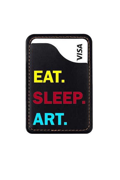 HİKİNG A46 A47 A44 A48 A51 A40 A30 A28 Leather Card Holder Case Eat Sleep Art