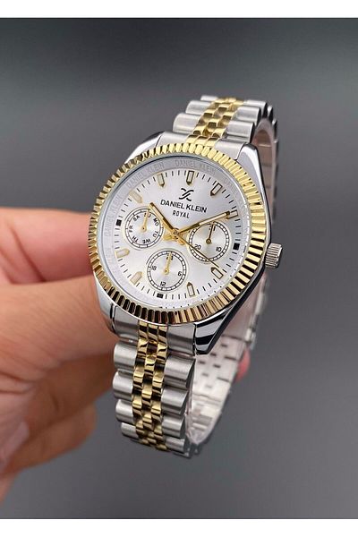 Daniel Klein Wristwatch Steel Band Gold Silver Color 3 Atm Waterproof