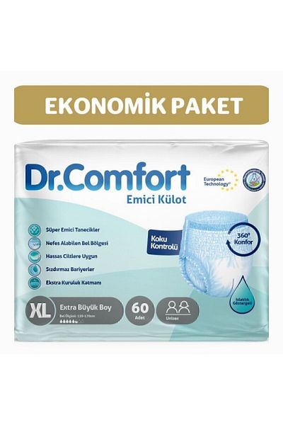 Dr.Comfort Absorbent Panty Diapers 30 Pack Xlarge X 2 Pack (60 Pieces)